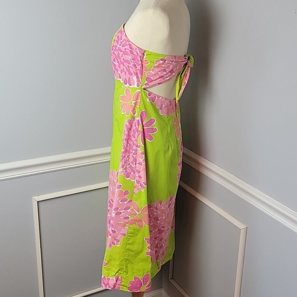 LILLY PULITZER VTG Sabrina Bonbon Floral Boho Preppy Strapless Tie Back Dress 10 - Picture 2 of 8